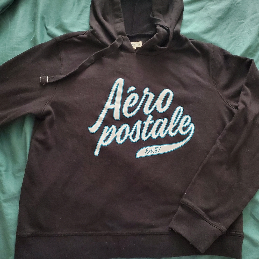 Aeropostale black script logo pullover hoodie